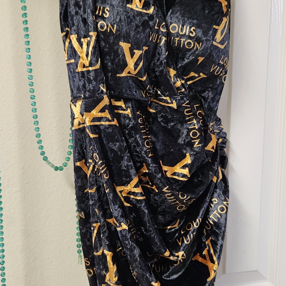 Louis Vuitton One Shoulder Dress - Black and Gold